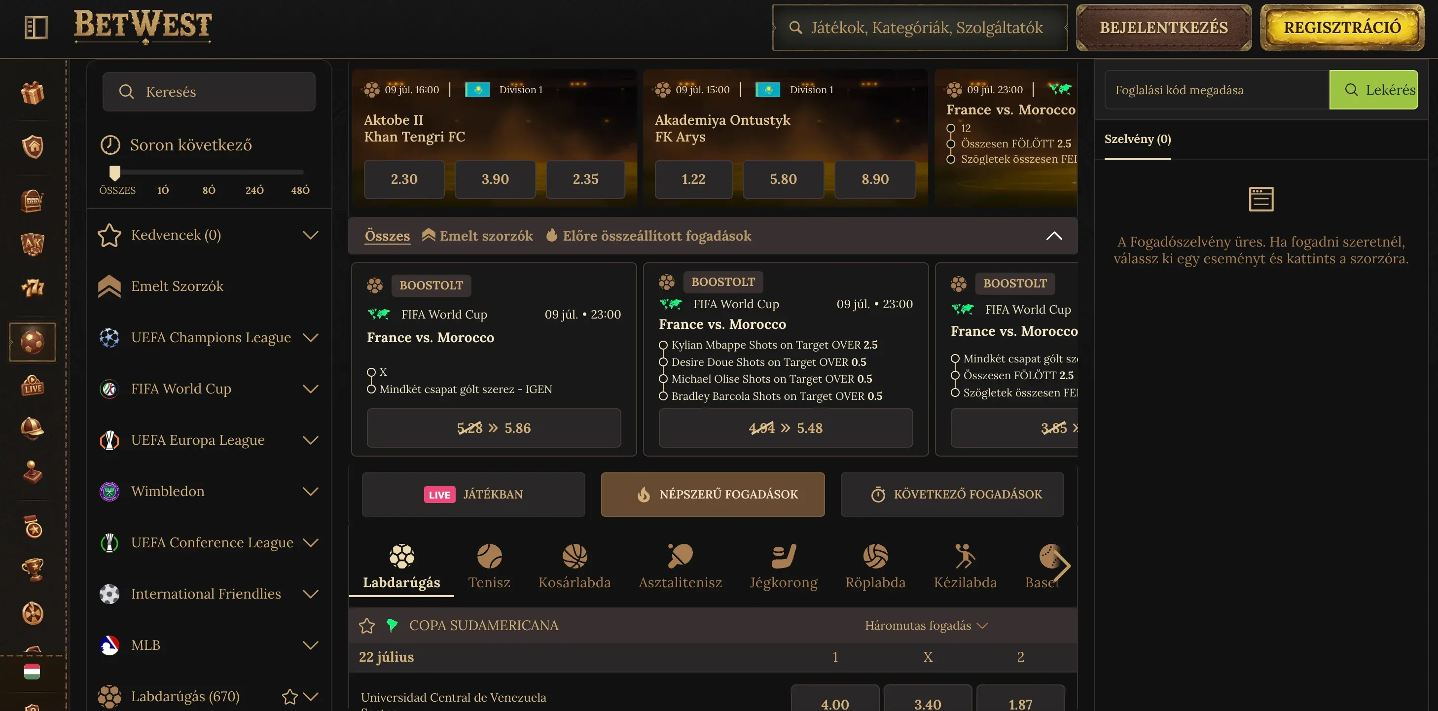 Sportfogadás a BetWest