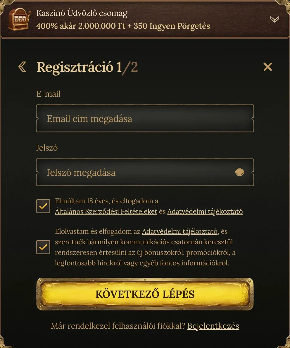 Regisztráció a BetWest kaszinóban