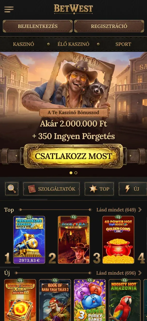A BetWest mobil verziója
